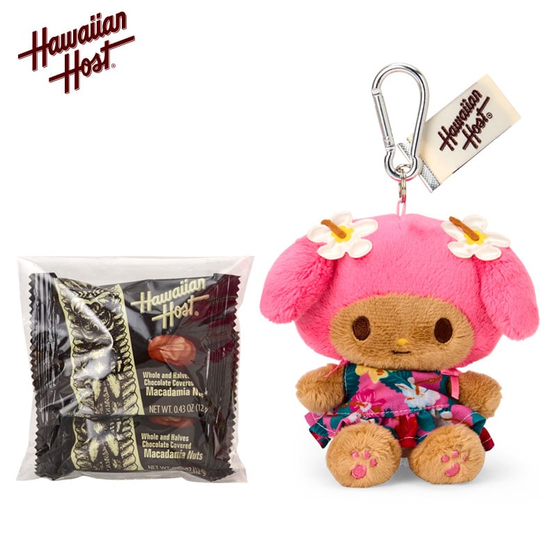 [MY MELODY] "Hawaiian Host x Sanrio" Macadamia Nuts Chocolate & Plush Keychain