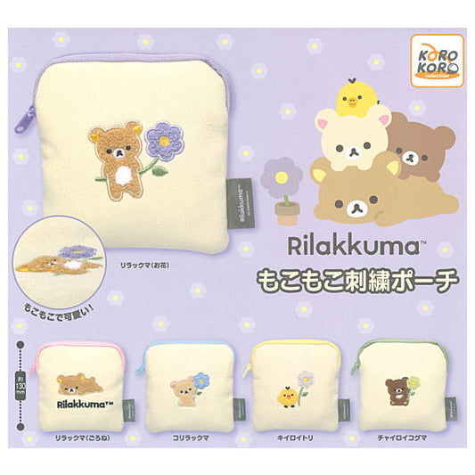 *GACHAPON* "Rilakkuma Mokomoko Embroidery Pouch"