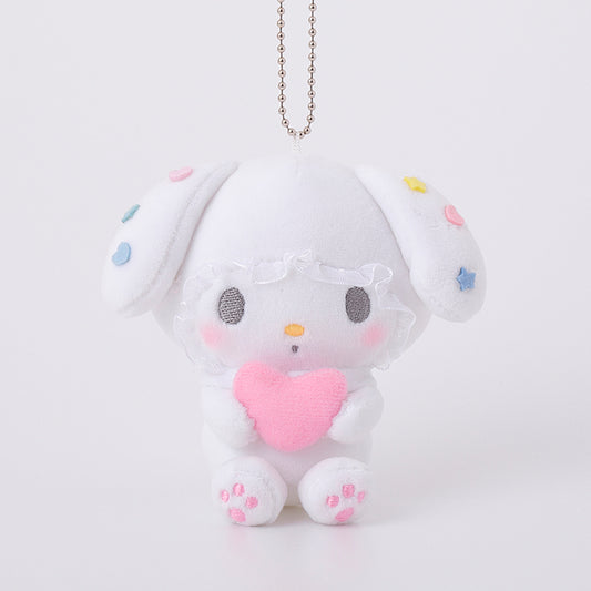 [WHITE COLORFUL] "My Melody Girly Pop Heart Munyugurumi" Plush Keychain