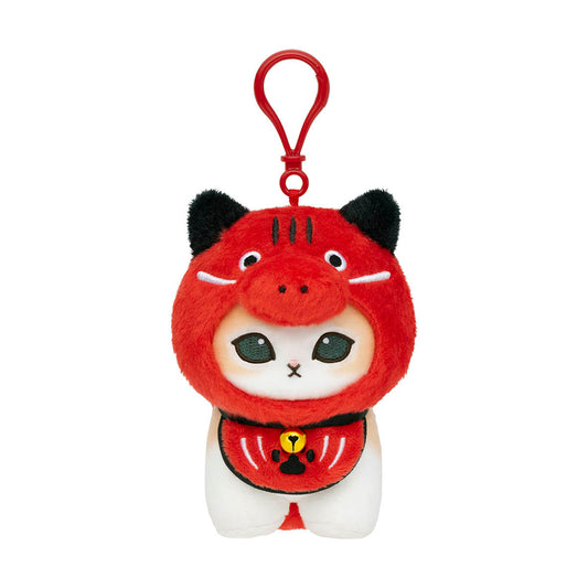 [AKABEKO /RED] "Mofusand Lucky Cat" Plush Keychain