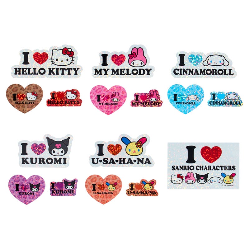 "I LOVE SANRIO CHARACTERS" Stickers Set