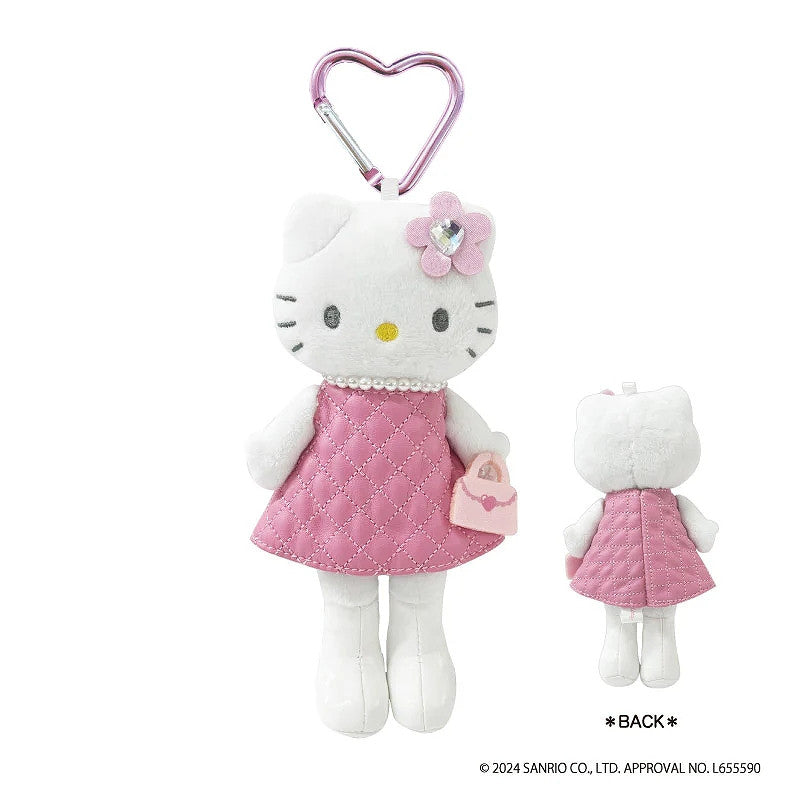 [PINK QUILT REGULAR] "Hello Kitty Style Up" Long Legs Plush Keychain