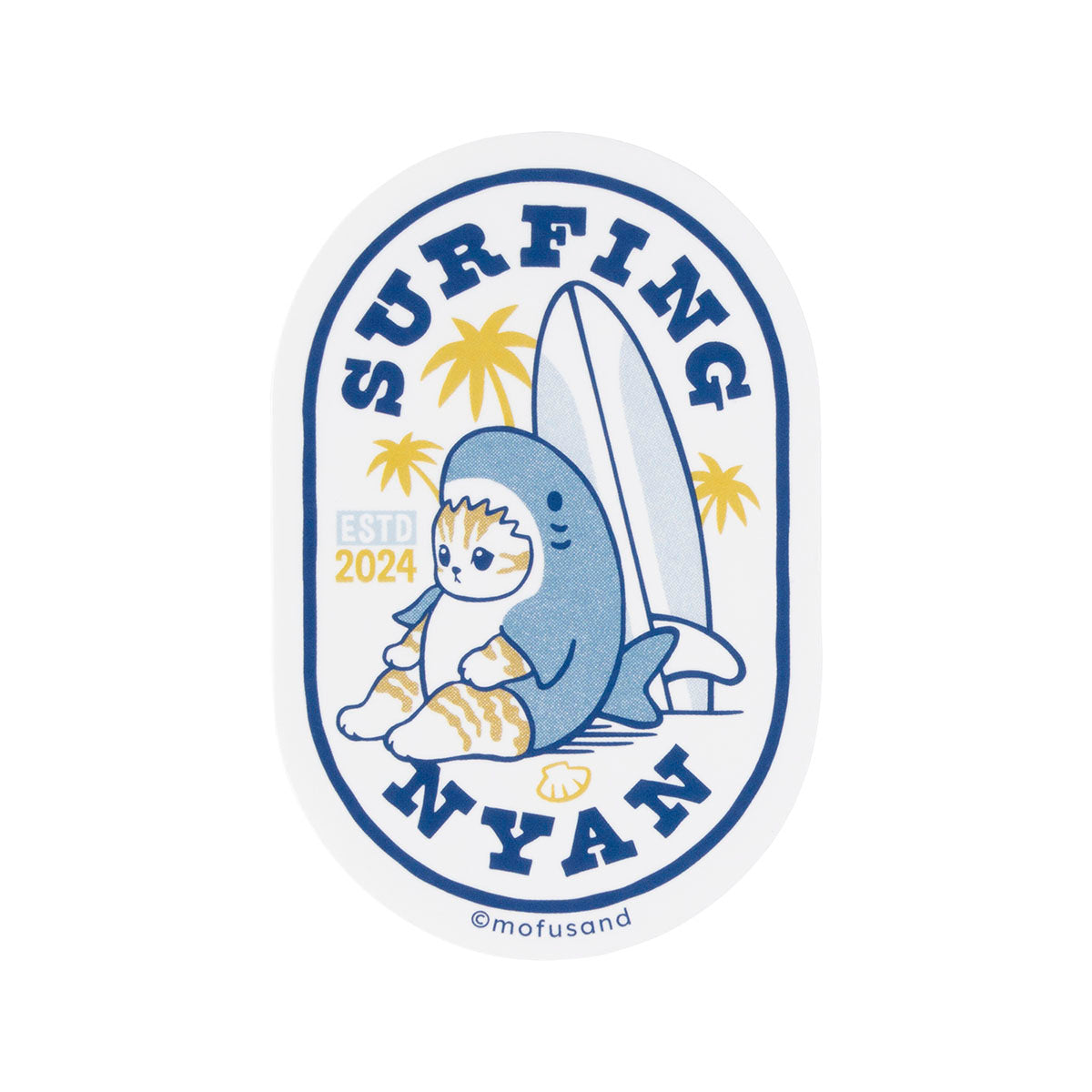 [SURFING NYAN] "Mofusand BOARD SHARK!" Die-Cut Sticker