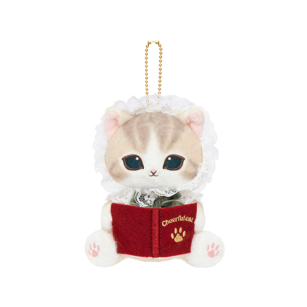 [RED] "Mofusand Nyantique Reading" Plush Keychain