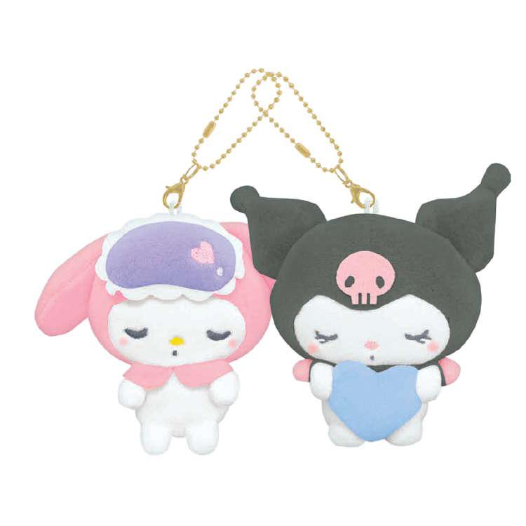 [MY MELODY / KUROMI] "Sanrio Munyatto Sleepover" Nikonui Plush Keychain