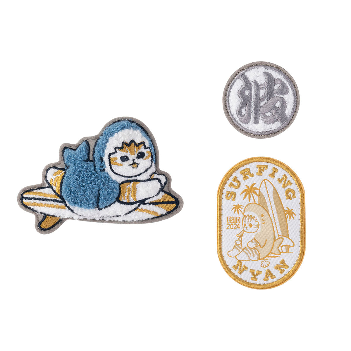 [SURFING CAT] "Mofusand BOARD SHARK!" Patch Badge Set