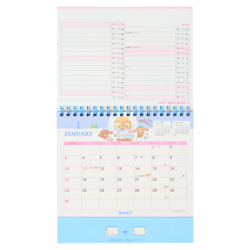 [CINNAMOROLL] "Sanrio" 2027 Ring Desk Calendar
