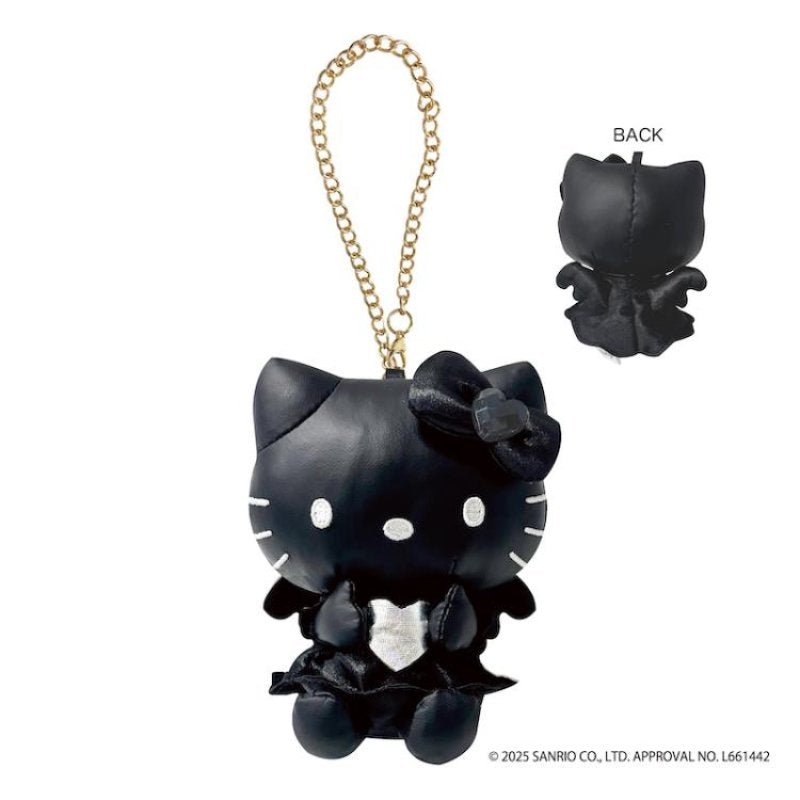 [SILVER] "Hello Kitty Black Angel" Synthetic Leather Plush Bag Charm - Rosey’s Kawaii Shop