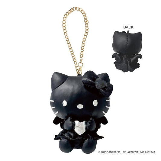 [SILVER] "Hello Kitty Black Angel" Synthetic Leather Plush Bag Charm - Rosey’s Kawaii Shop
