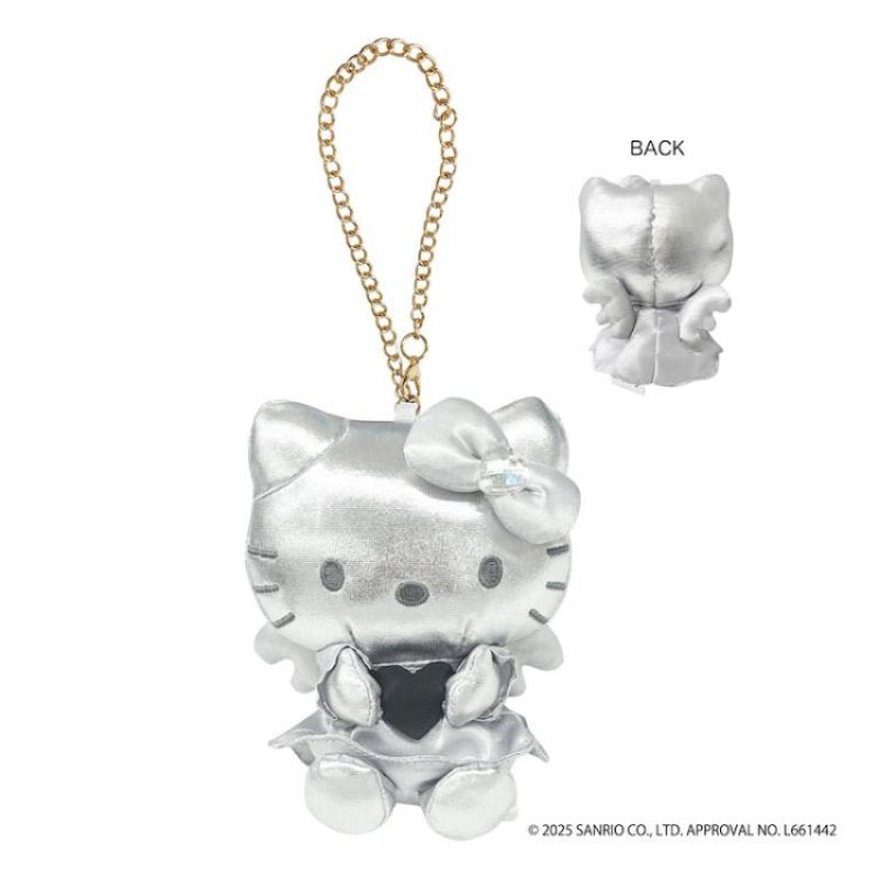 [SILVER] "Hello Kitty Black Angel" Synthetic Leather Plush Bag Charm - Rosey’s Kawaii Shop