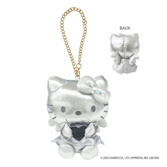 [SILVER] "Hello Kitty Black Angel" Synthetic Leather Plush Bag Charm - Rosey’s Kawaii Shop