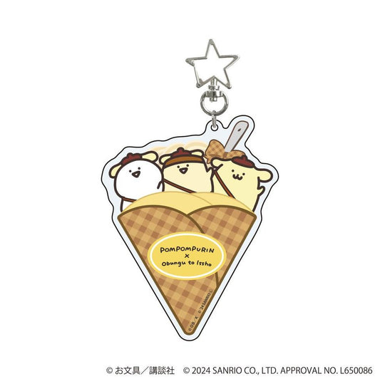 [STANDING] "Obungu to Issho x Pompompurin Crepe" Acrylic Keychain - Rosey’s Kawaii Shop