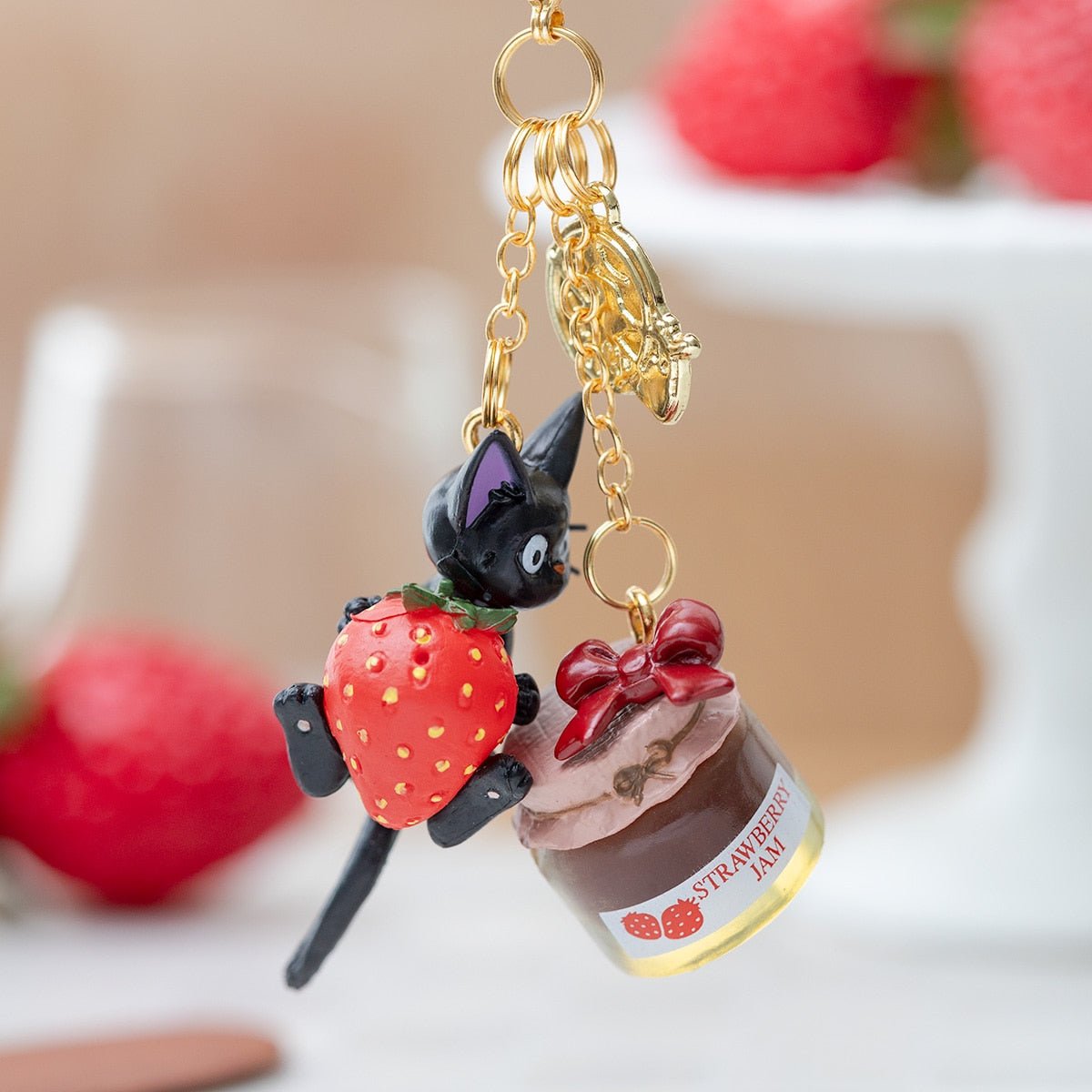 [STRAWBERRY JAM] "Kiki's Delivery Service Jiji's Sweets" Keychain - Rosey’s Kawaii Shop