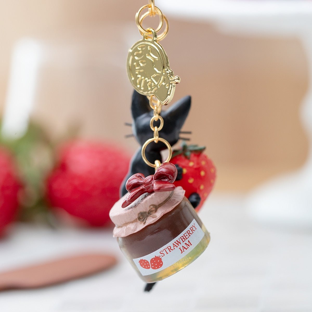 [STRAWBERRY JAM] "Kiki's Delivery Service Jiji's Sweets" Keychain - Rosey’s Kawaii Shop