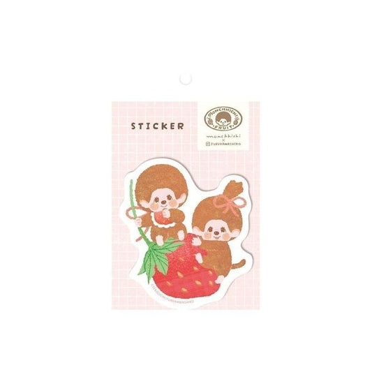 [STRAWBERRY] "Monchhichi Fruit Parlor" Die Cut Sticker - Rosey’s Kawaii Shop