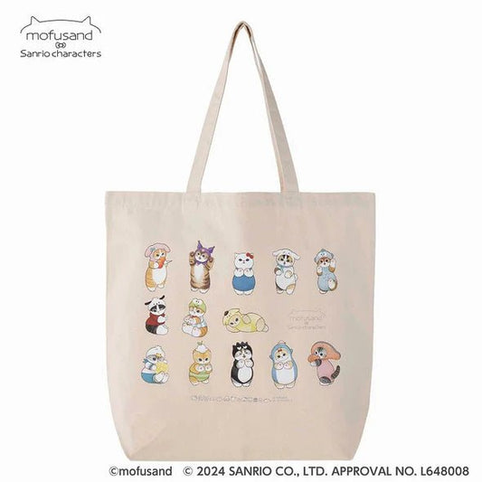 [TAN] "Mofusand x Sanrio" Large Tote Bag - Rosey’s Kawaii Shop