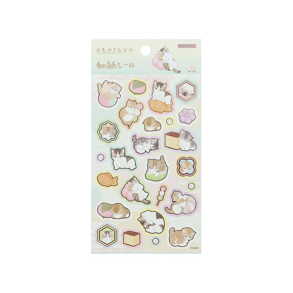 [WHITE] "Mofusand Japanese Snacks" Sticker Sheet - Rosey’s Kawaii Shop