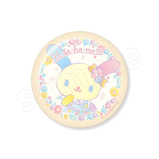 [YELLOW] "Usahana Fluffy Floral" Can Badge - Rosey’s Kawaii Shop