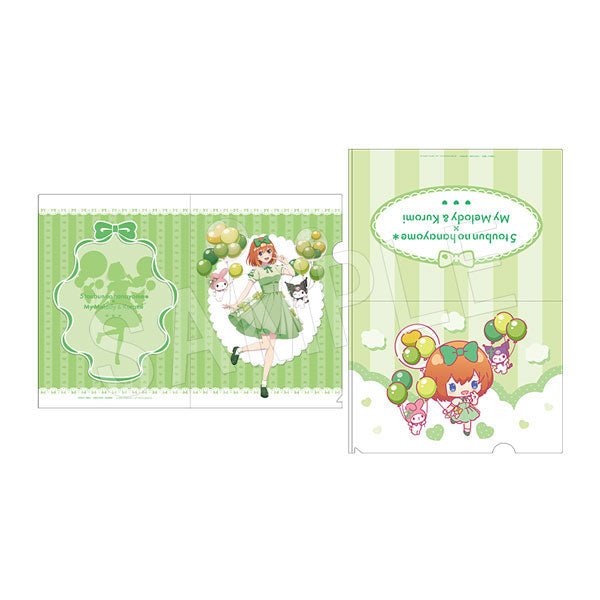 [YOTSUBA / GREEN] "The Quintessential Quintuplets x My Melody & Kuromi Set Balloon & Ribbon" Clear File - Rosey’s Kawaii Shop